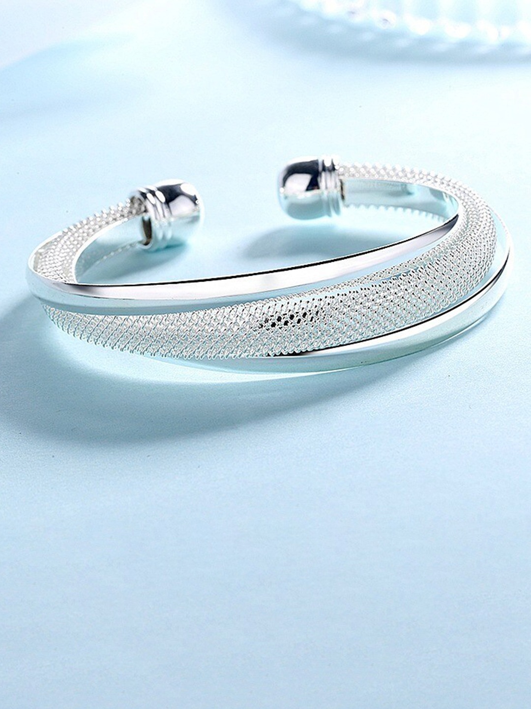 

MYKI Cubic Zirconia Silver-Plated Cuff Bracelet