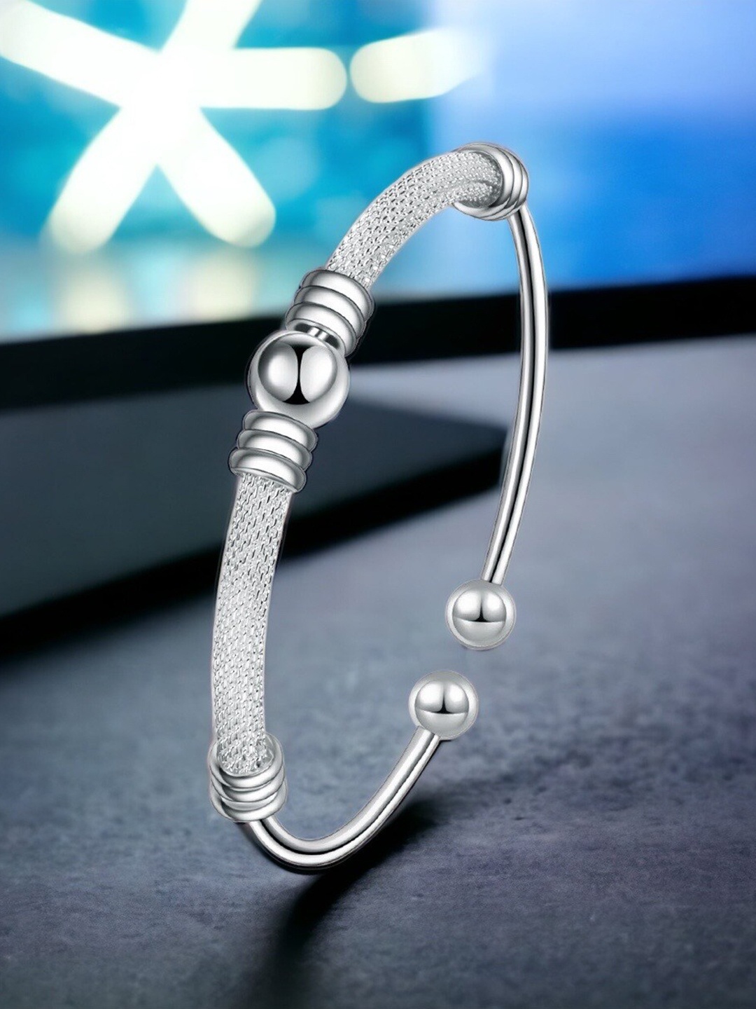 

MYKI Cubic Zirconia Silver-Plated Cuff Bracelet