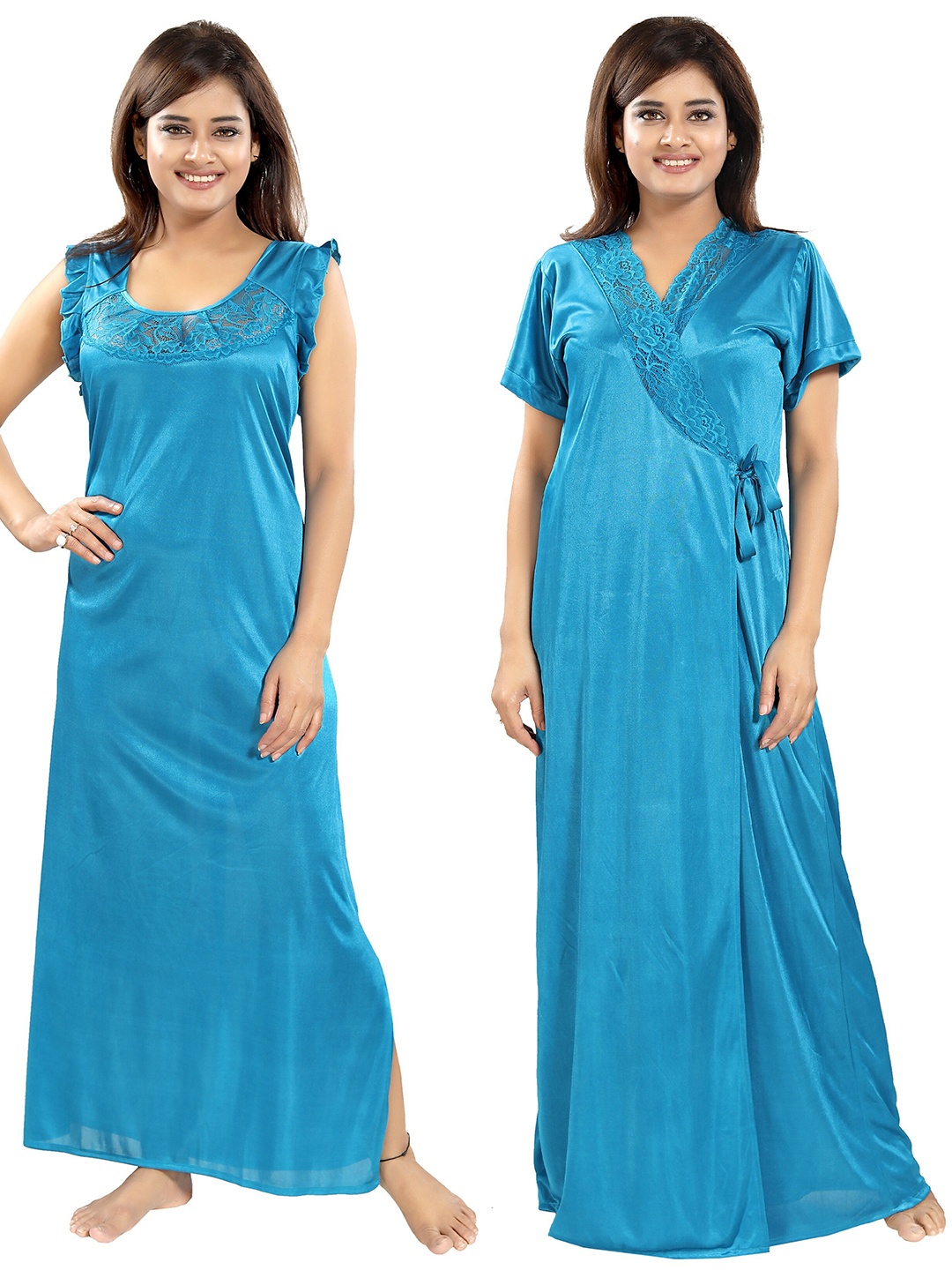 

Noty Maxi Nightdress With Robe, Blue