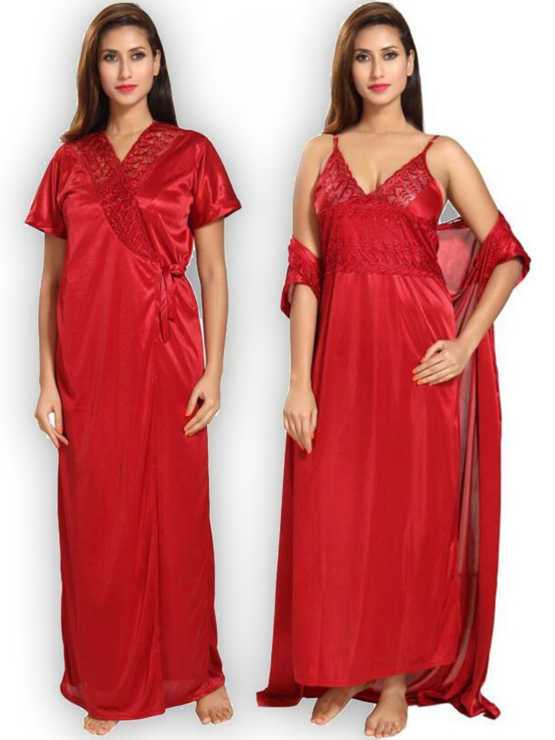 

Noty Satin Maxi Nightdress Comes With Robe, Red