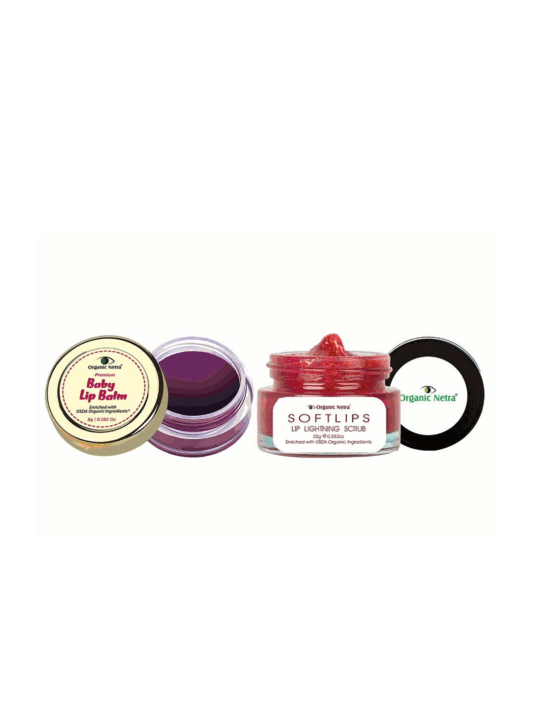 

Organic Netra Set Of 2 Lip Lightning Scrub & Beetroot Baby Lip Balm, Red