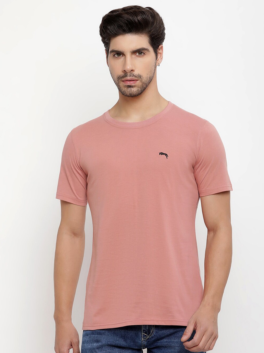 

JUMP USA Unisex Round Neck Short Sleeves Cotton T-Shirt, Peach