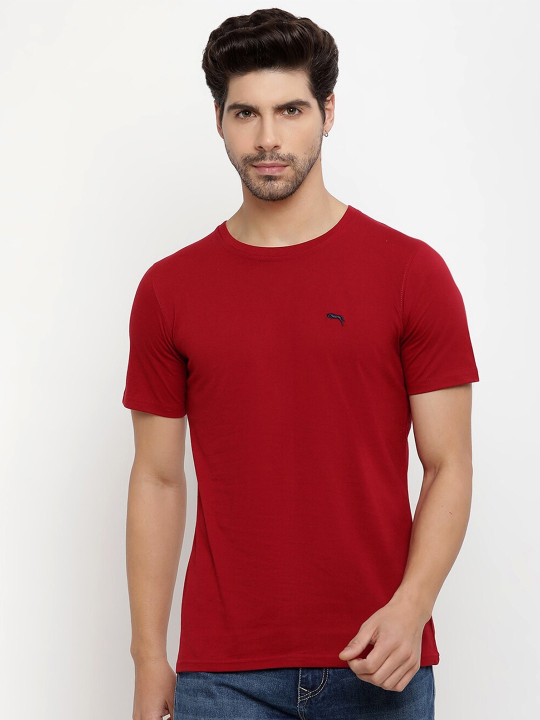 

JUMP USA Unisex Round Neck Cotton T-shirt, Maroon