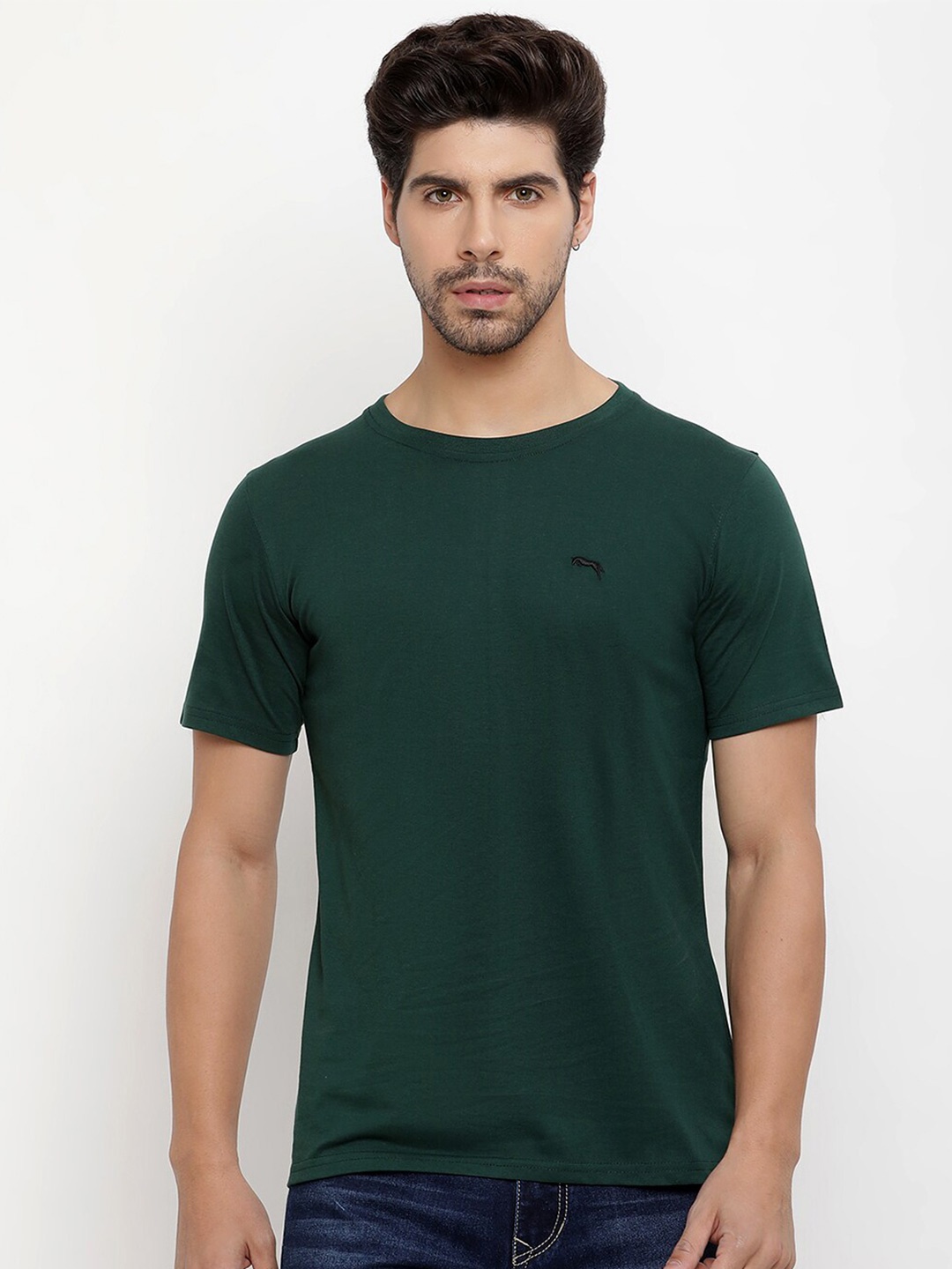 

JUMP USA Round Neck Cotton T-shirt, Lime green