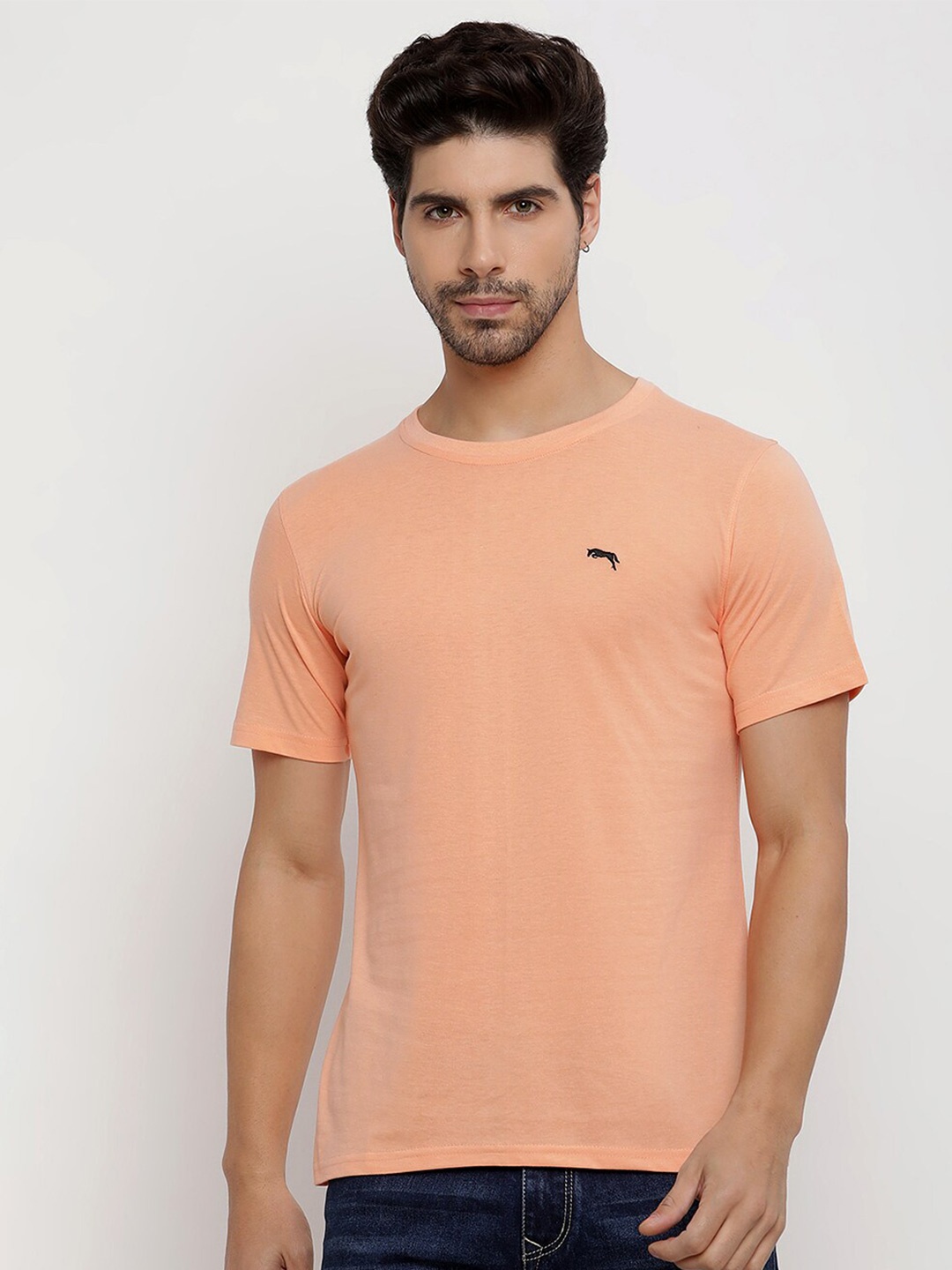 

JUMP USA Round Neck Cotton T-shirt, Peach