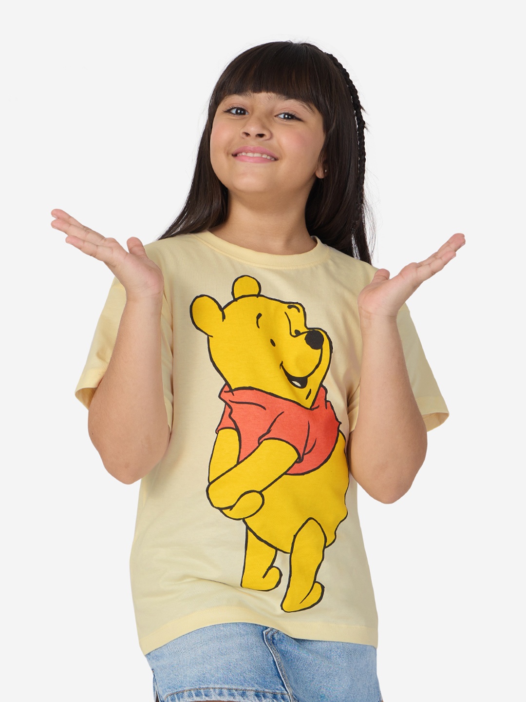 

The Souled Store Girls Yellow Graphic Winnie The Pooh Printed Cotton T-Shirt