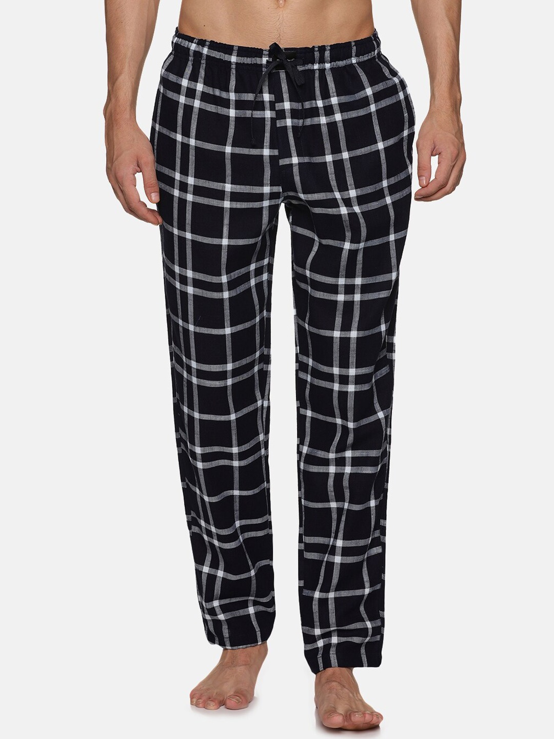 

DON VINO Men Checked Cotton Lounge Pants, Black