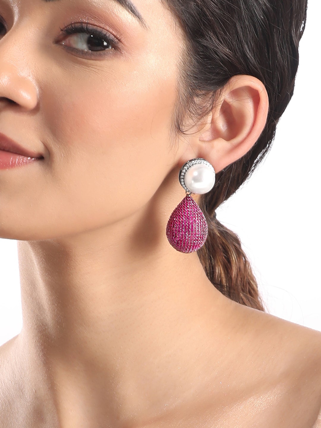 

Rubans Oval Drop Earrings, Purple