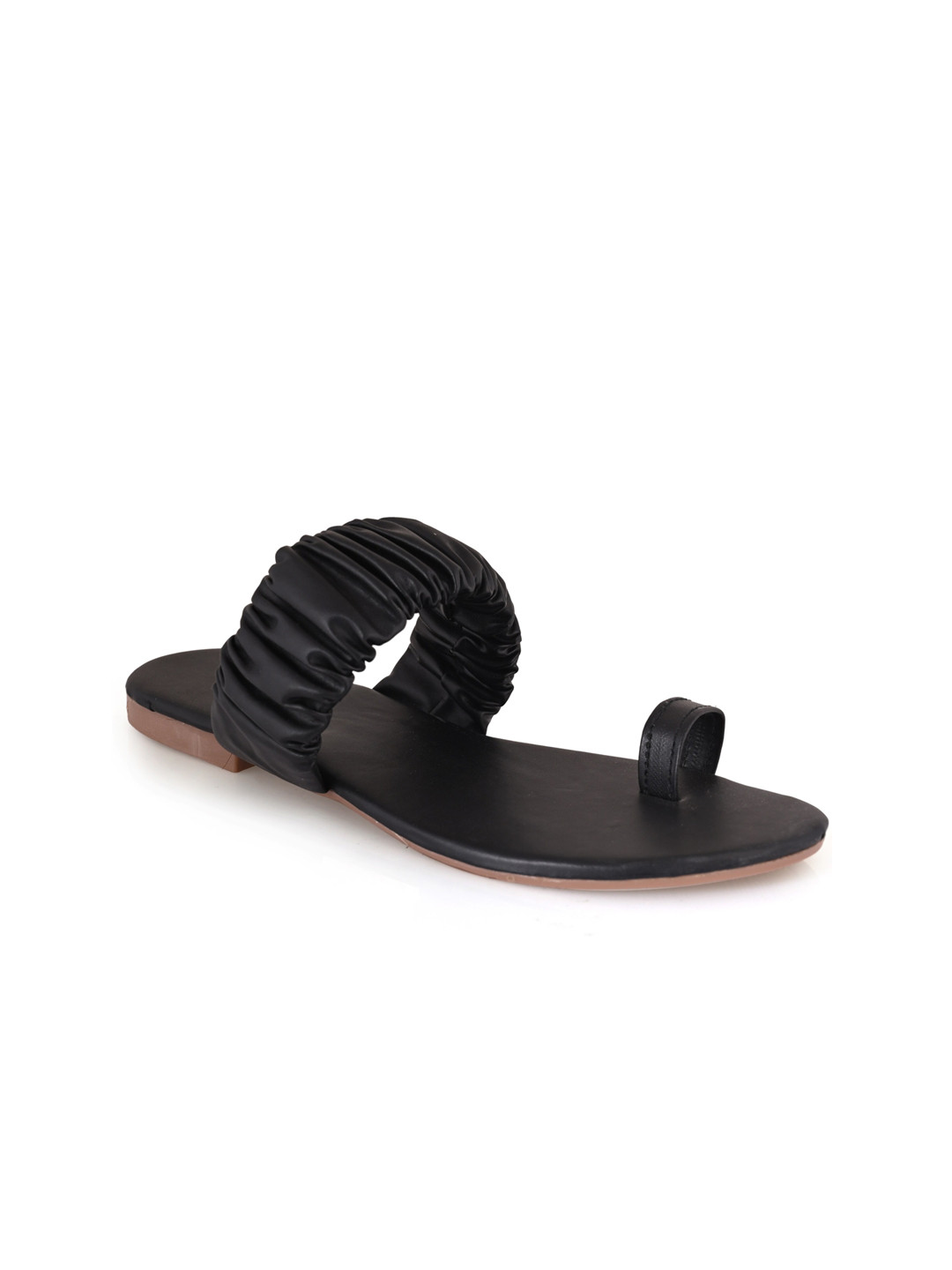 

Myra Ruched Open One Toe Flats, Black