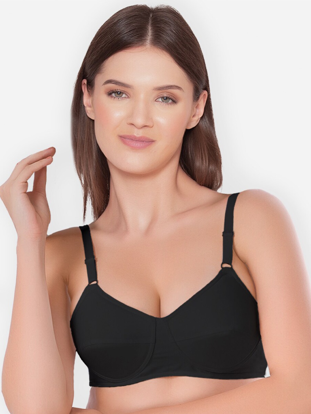 

GROVERSONS Paris Beauty Full Coverage Non-Padded Pure Cotton Everyday Bra Organic, Black