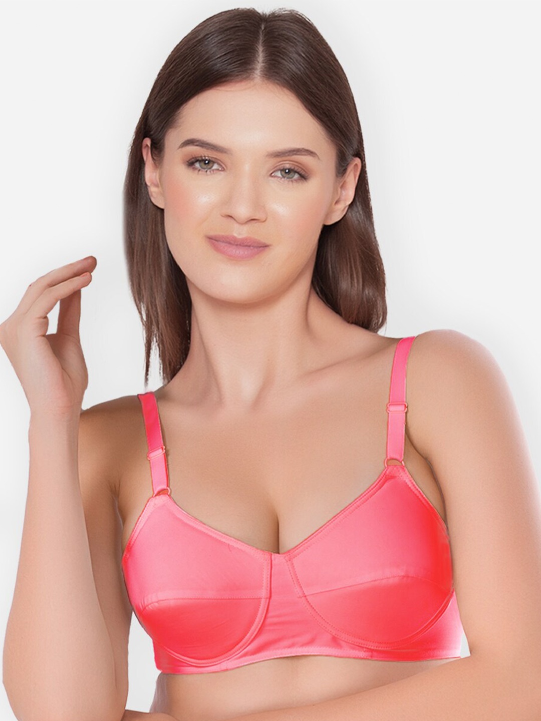 

GROVERSONS Paris Beauty Full Coverage Non-Padded Pure Cotton Everyday Bra Organic, Coral