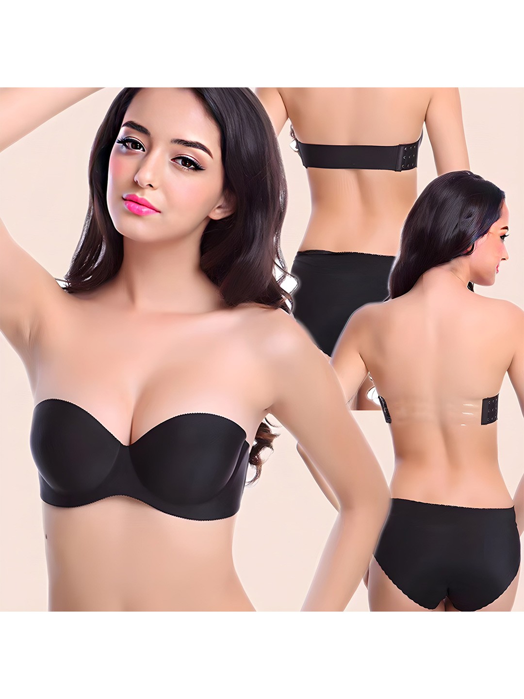 

Hill Islands Medium Coverage Heavily Padded Bandeau Bra, Black