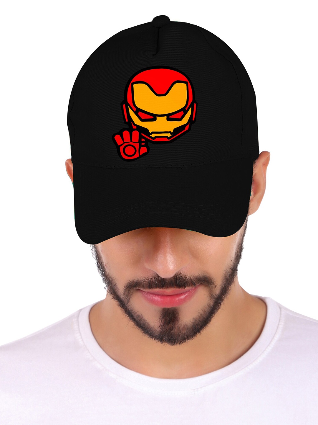 

Knotyy Unisex Iron Man Printed Cotton Baseball Cap, Black
