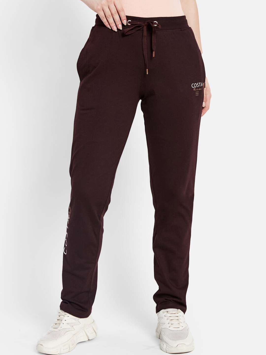 

METTLE Women Regular Fit Cotton Track Pants, Maroon