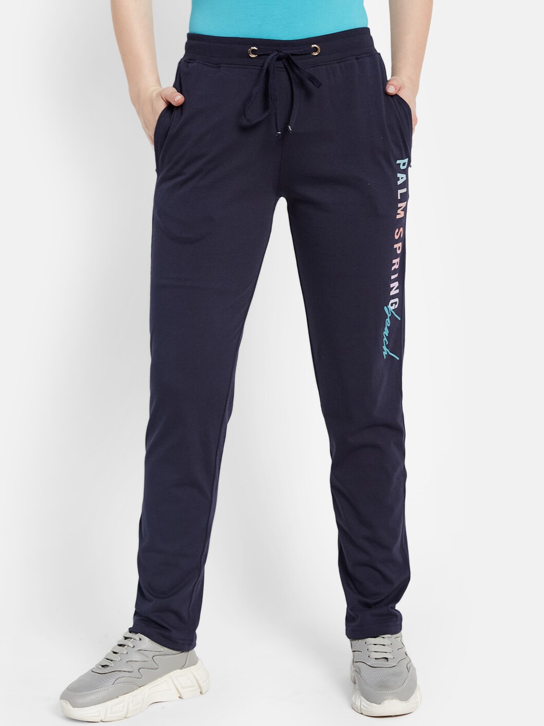 

METTLE Women Regular Fit Cotton Track Pants, Navy blue