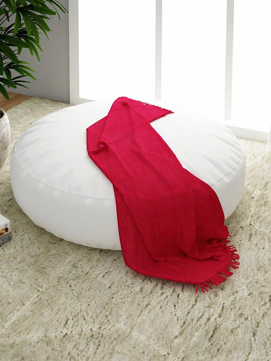 

Fabindia Fuchsia Pink Self-Design Pure Cotton Throw