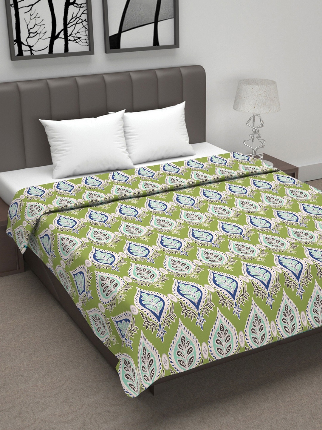 

Divine Casa Kids AC Room Pure Cotton 120 GSM Double Bed Dohar Blanket, Green