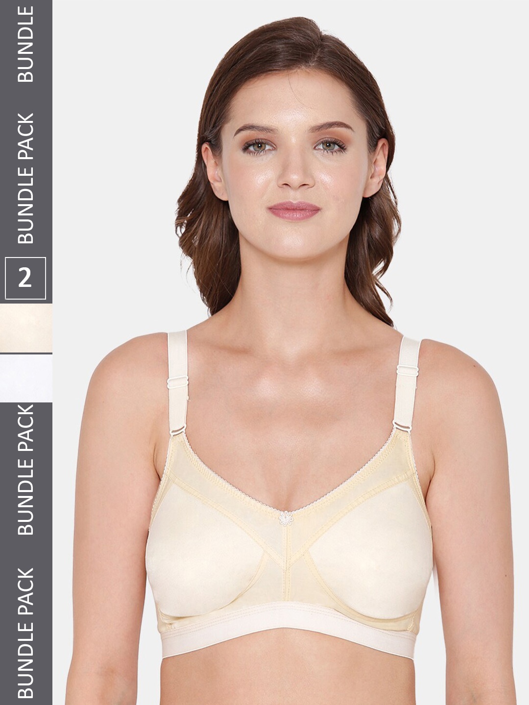 

Souminie Pack Of 2 Full Coverage Seamless Cotton Minimizer Bra, Nude