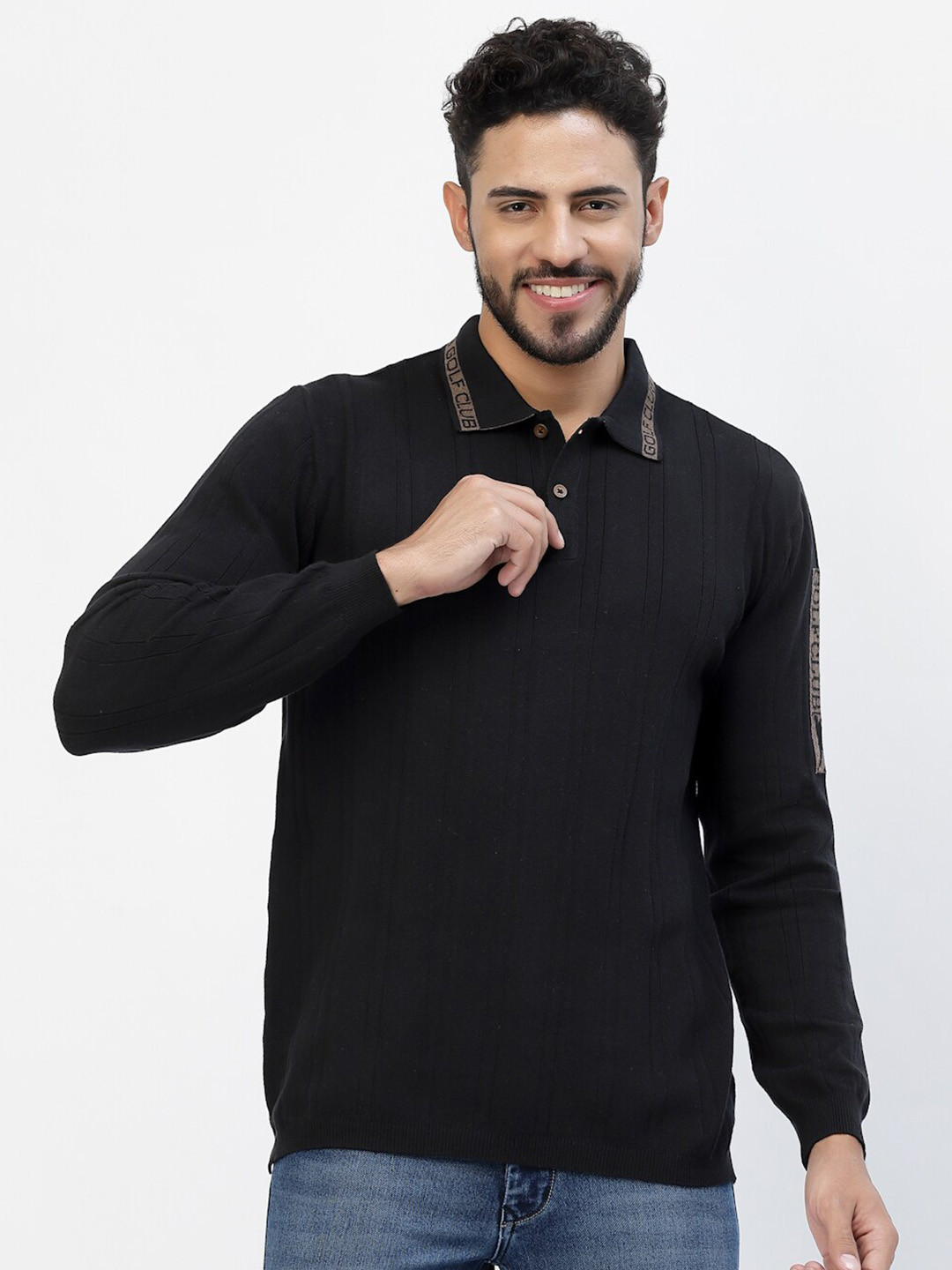 

Kalt Polo Collar Long Sleeves T-Shirt, Black