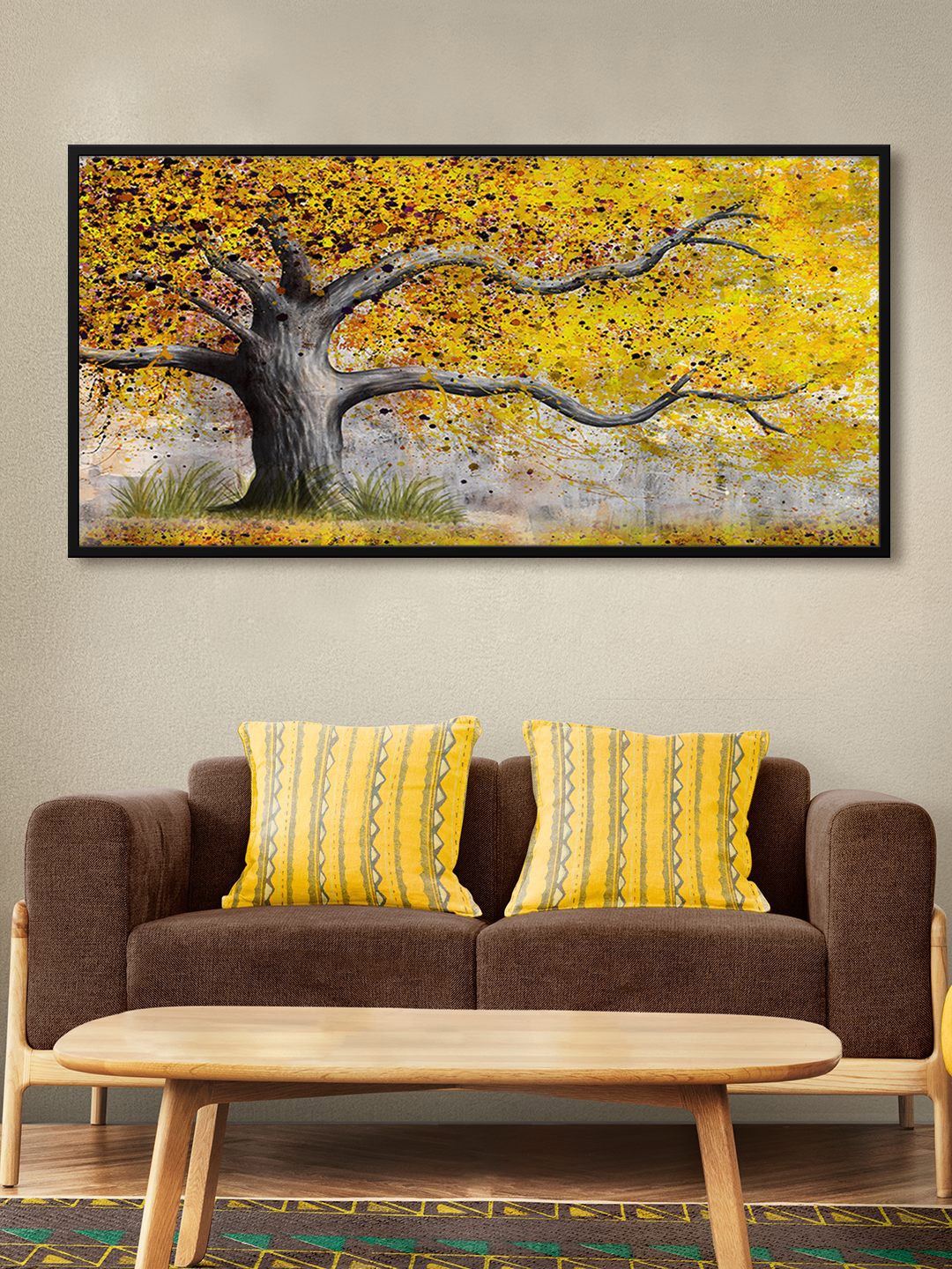 

999Store Yellow & Brown Modern Art Canvas Painting Wall Art