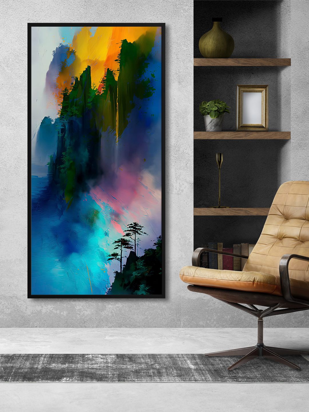 

999Store Blue Mountain Sky Painted Wall Art