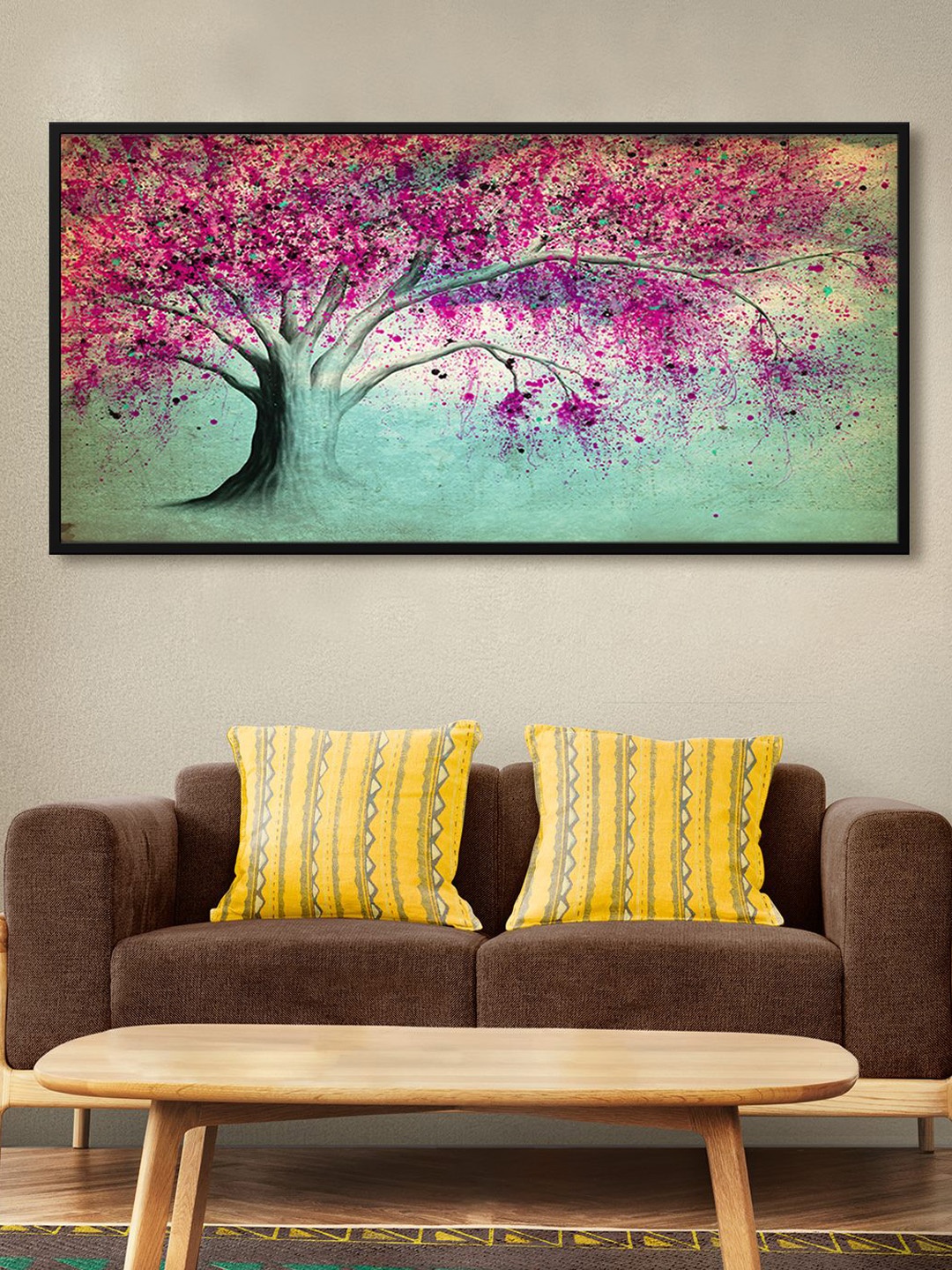 

999Store Pink & Green Modern Art Canvas Painting Wall Art, Multi