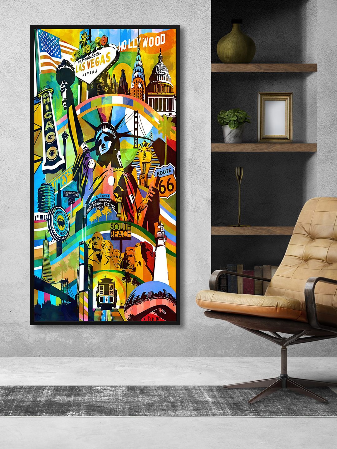 

999Store Blue & Orange The Usa Pop Art Modern Art Painting Wall Art