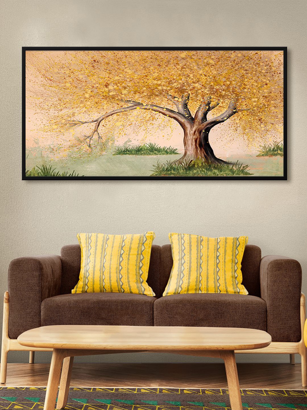 

999Store Brown & Yellow Leaf-Painting Wall Art
