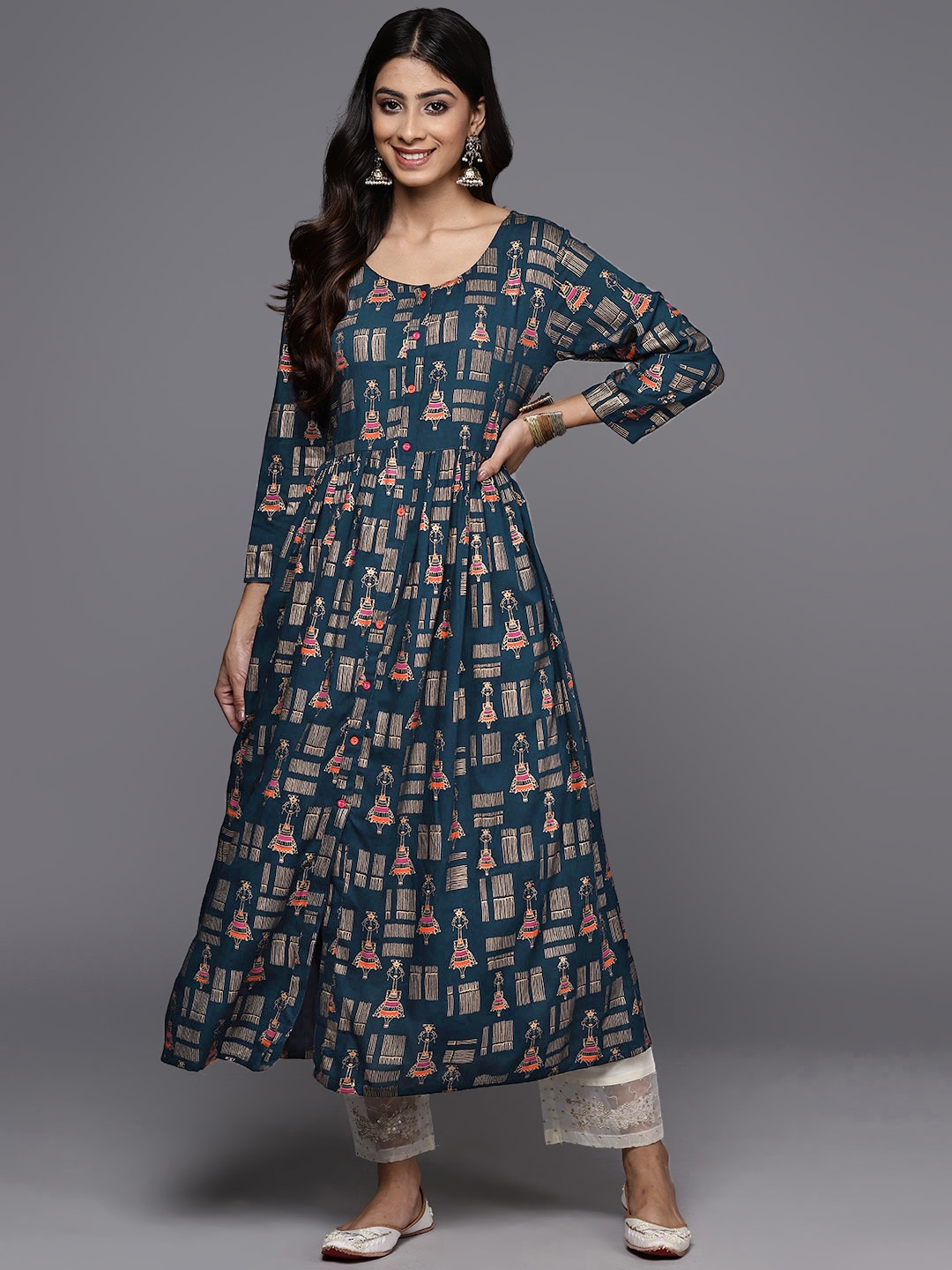 

Varanga Abstract Printed Kurta, Navy blue