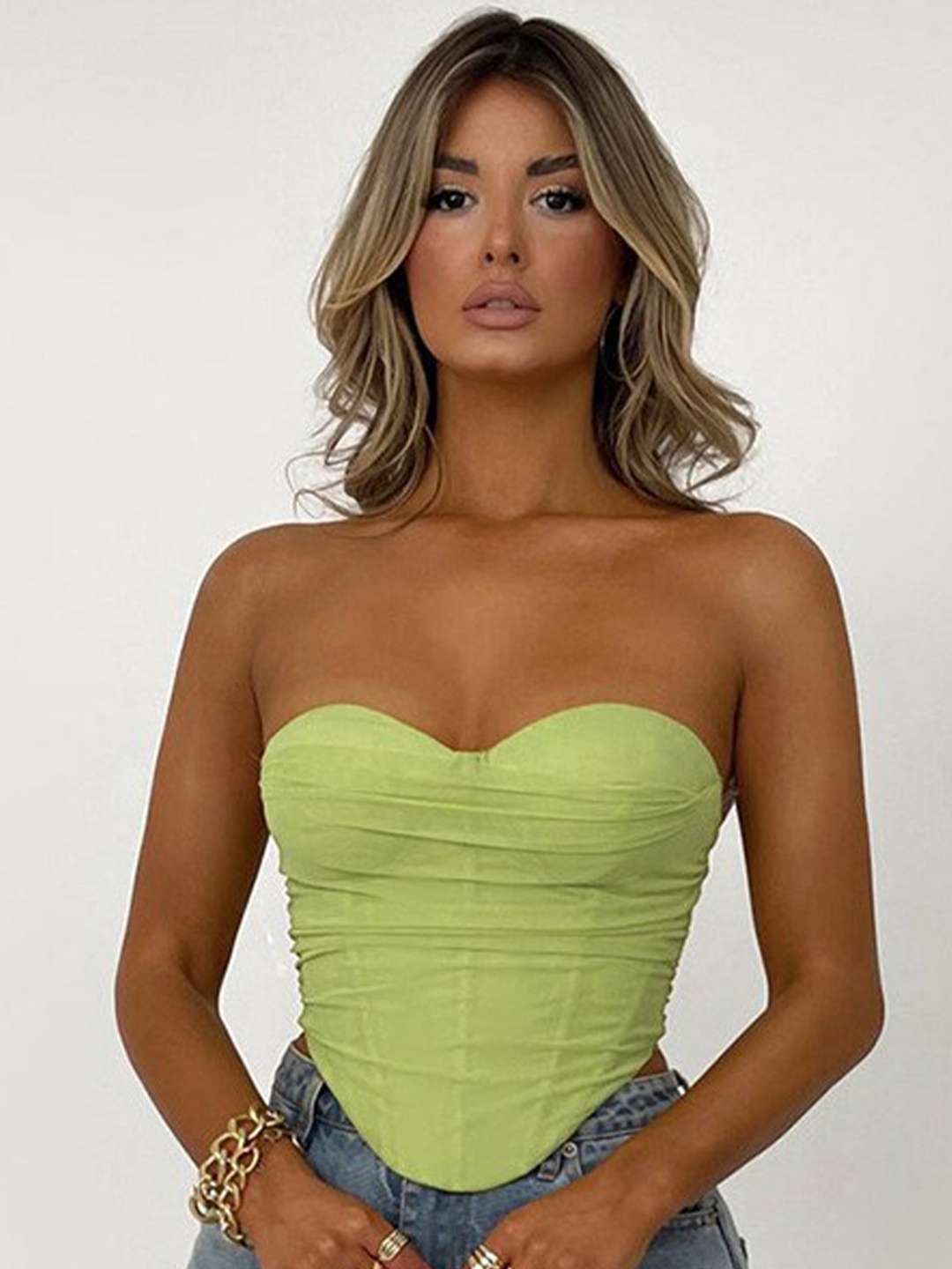 

StyleCast Green Strapless Crop Tube Top