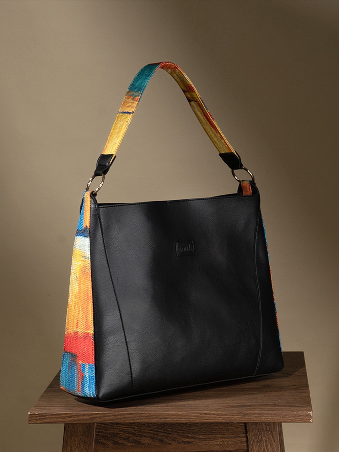 

ZOUK Abstract Printed Bucket Tote Bag, Black