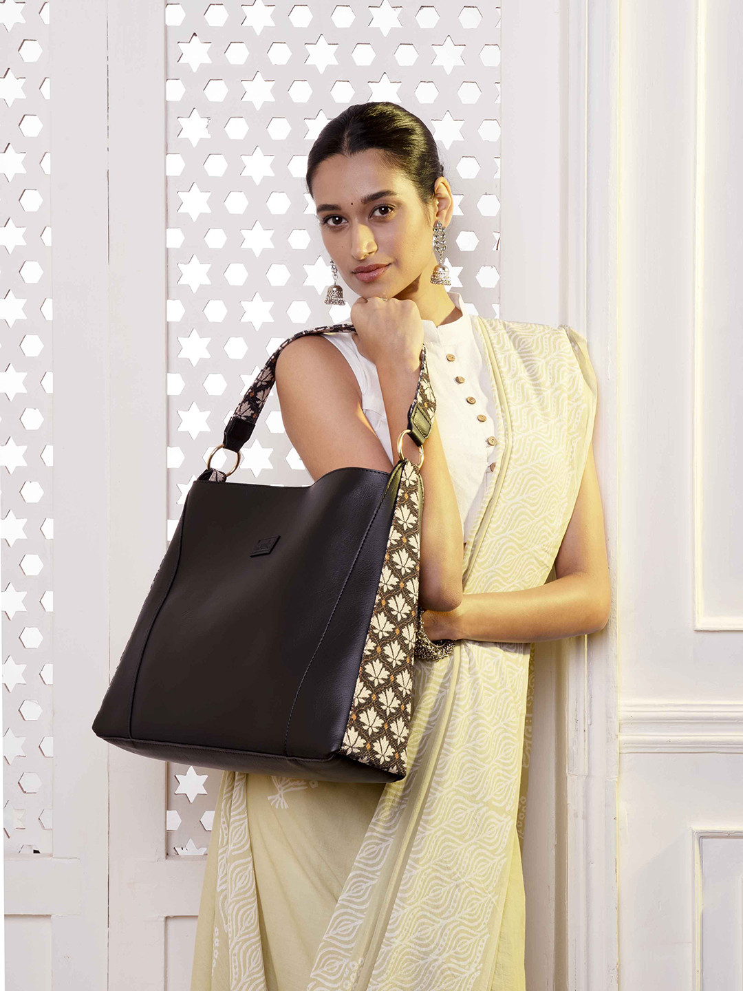 

ZOUK Printed Structured Shoulder Bag, Black