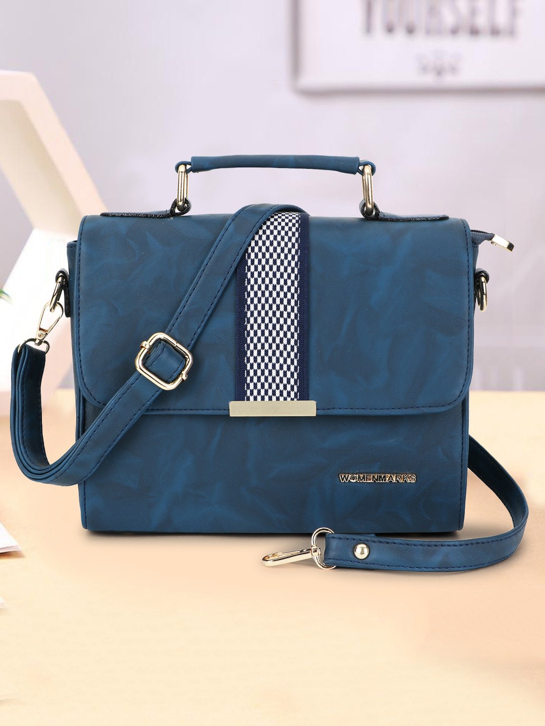 

WOMEN MARKS PU Structured Sling Bag, Blue