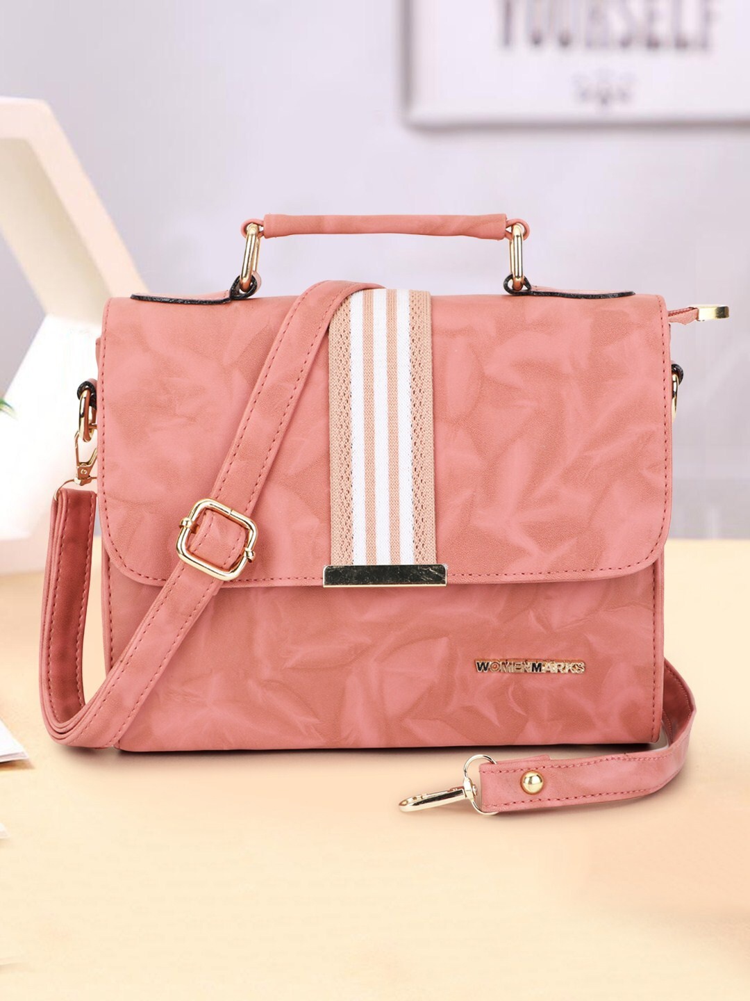 

WOMEN MARKS PU Structured Sling Bag, Pink