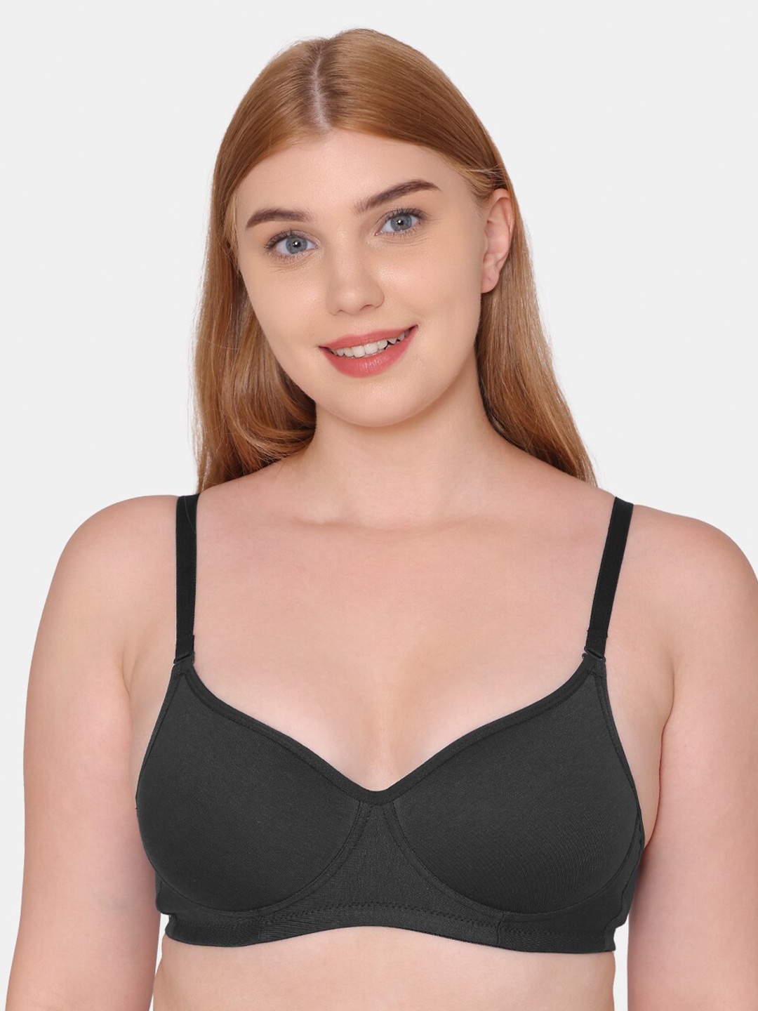 

Tweens Cotton Lightly Padded All Day Comfort Full Coverage Super Support Seamless Bra, Black