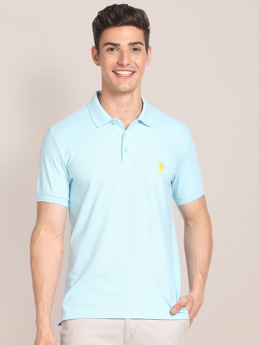 

U.S. Polo Assn. Polo Collar Pure Cotton Slim Fit T-shirt, Blue