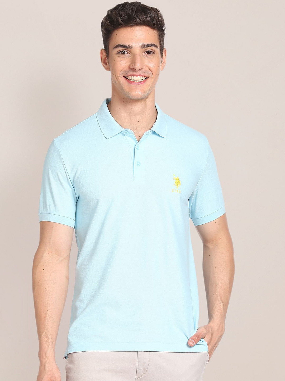 

U.S. Polo Assn. Polo Collar Pure Cotton Slim Fit T-shirt, Blue