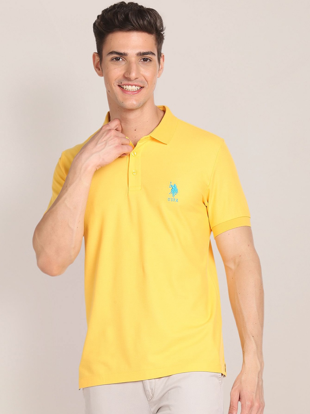 

U.S. Polo Assn. Polo Collar Pure Cotton Slim Fit T-shirt, Yellow