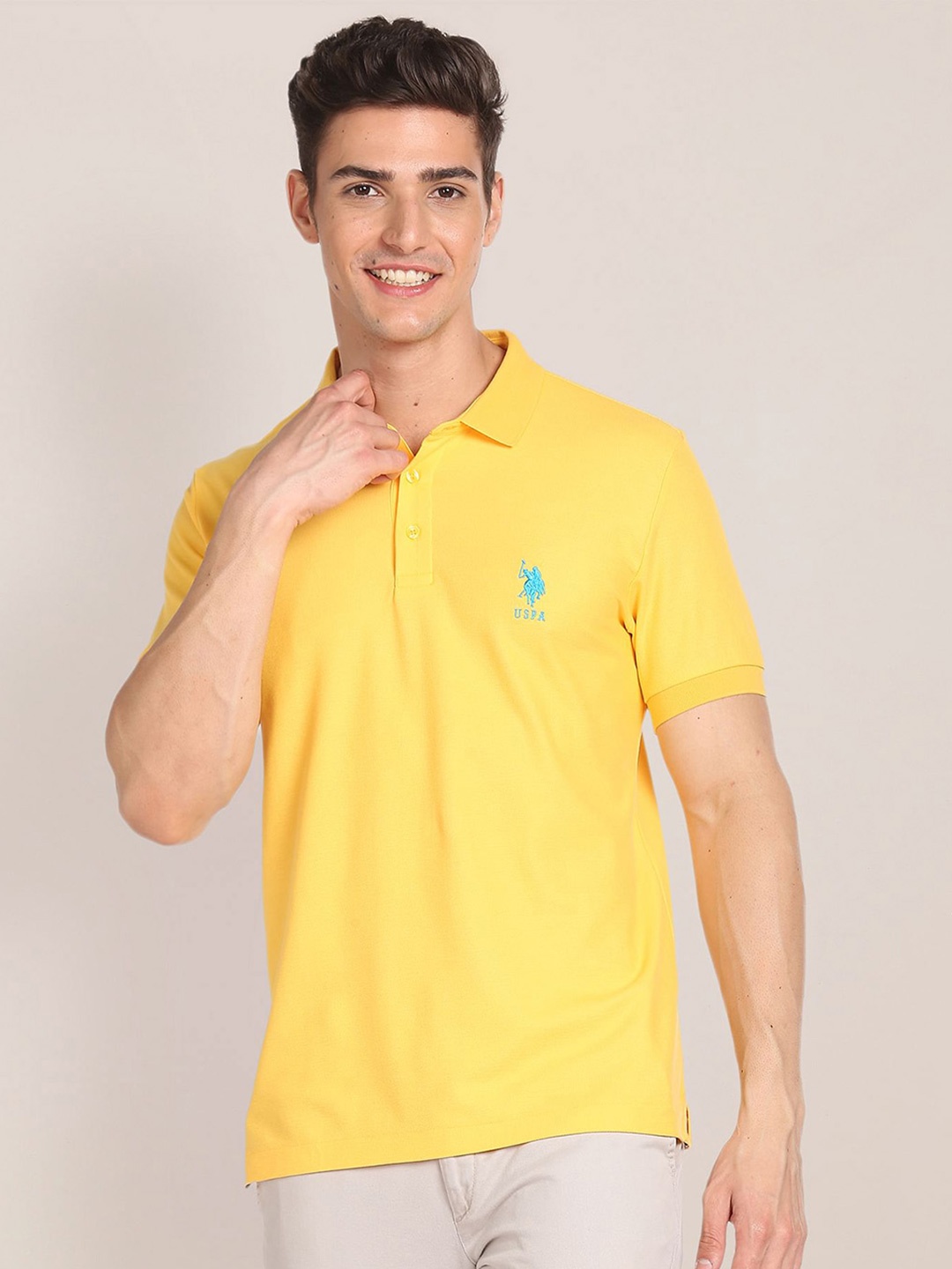 

U.S. Polo Assn. Polo Collar Pure Cotton Slim Fit T-shirt, Yellow