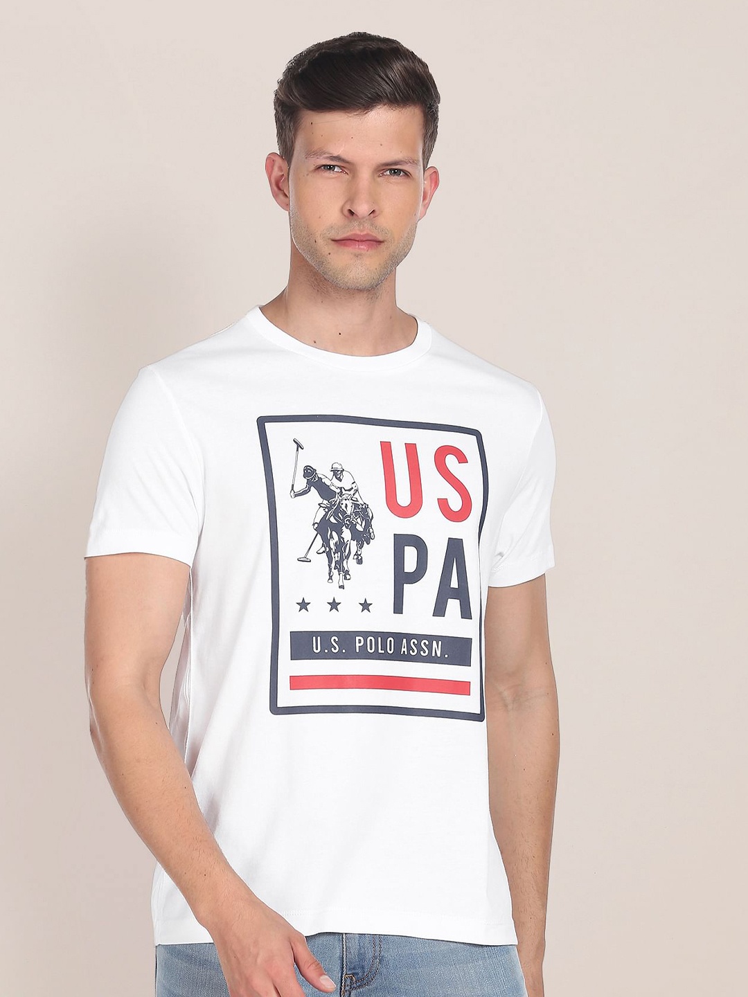 

U.S. Polo Assn. Brand Logo Printed Pure Cotton T-shirt, White