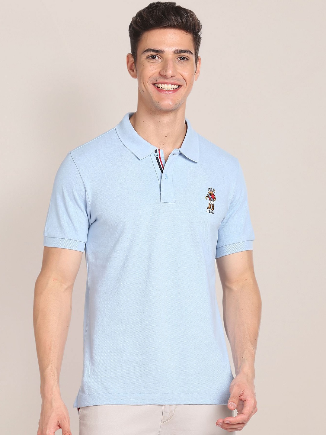 

U.S. Polo Assn. Polo Collar Pure Cotton Slim Fit T-shirt, Blue