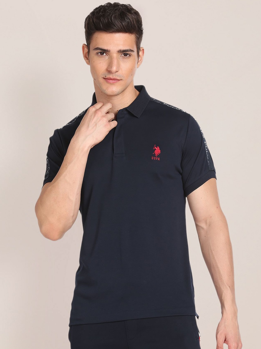 

U.S. Polo Assn. Polo Collar Pure Cotton Slim Fit T-shirt, Blue