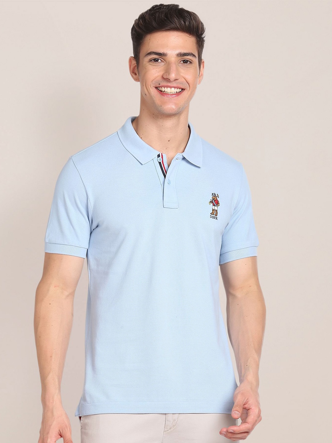 

U.S. Polo Assn. Polo Collar Pure Cotton Slim Fit T-shirt, Blue