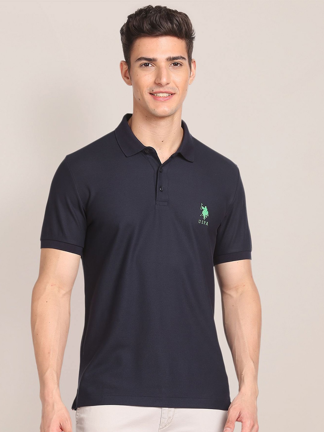

U.S. Polo Assn. Polo Collar Pure Cotton Slim Fit T-shirt, Navy blue