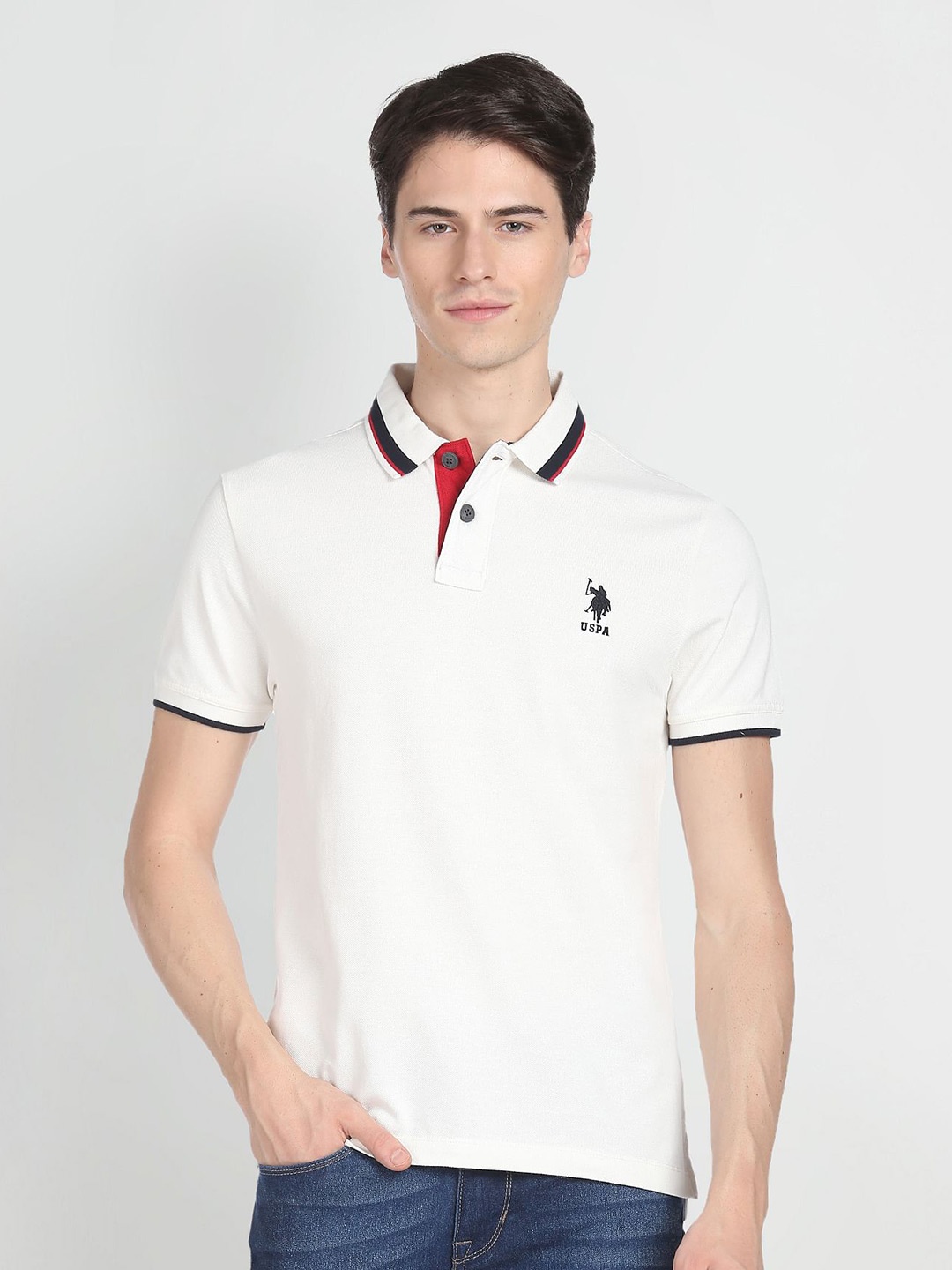

U.S. Polo Assn. Denim Co. Polo Collar Pure Cotton Slim Fit T-shirt, White