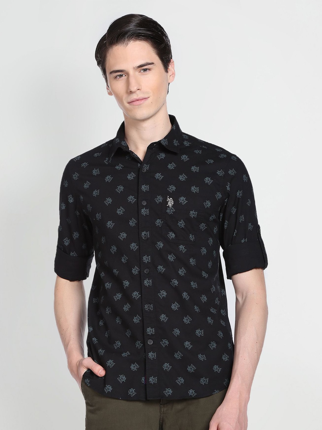 

U.S. Polo Assn. Denim Co. Men Printed Cotton Comfort Casual Shirt, Black