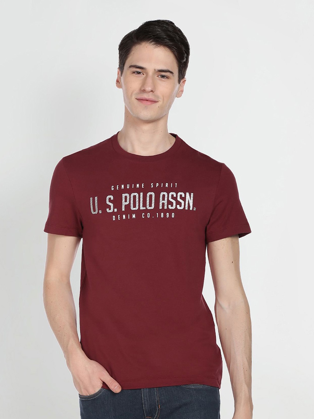 

U.S. Polo Assn. Denim Co. Typography Printed T-shirt, Maroon