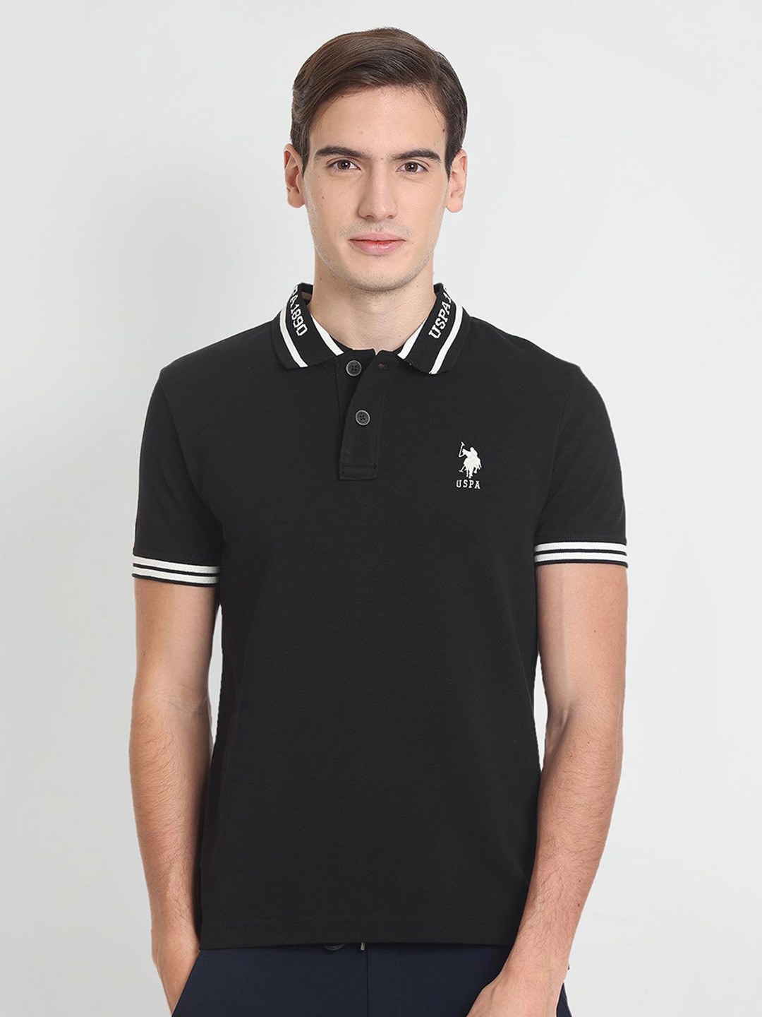 

U.S. Polo Assn. Denim Co. Polo Collar Pure Cotton Slim Fit T-shirt, Black