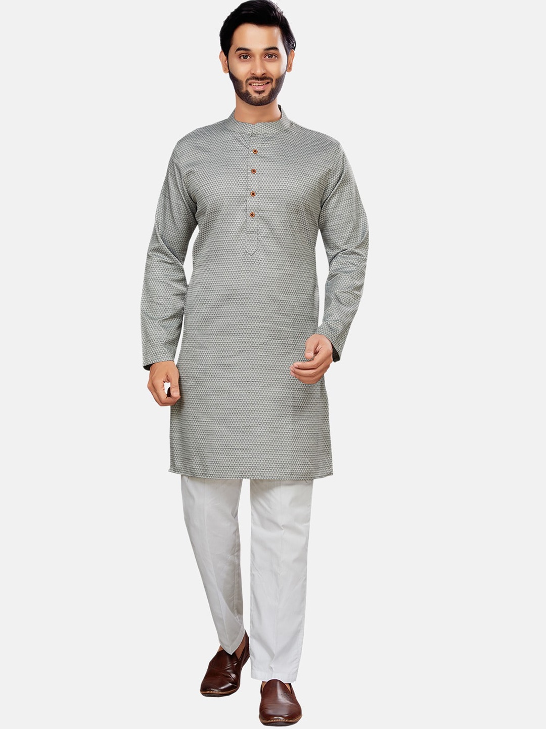 

Studio Shringaar Geometric Printed Straight Kurta, Grey