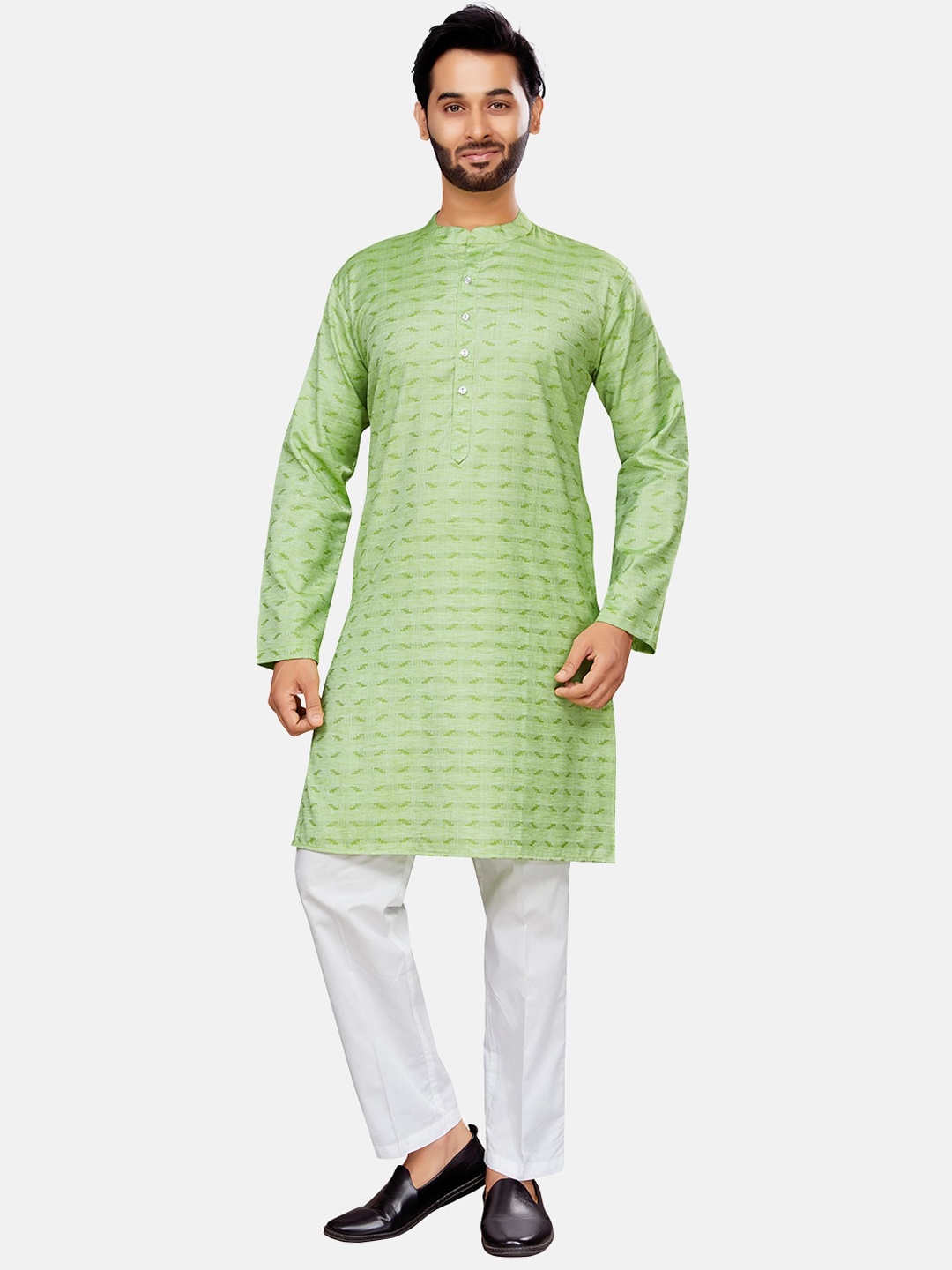 

Studio Shringaar Woven Design Straight Kurta, Green